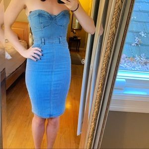 Revolve Bardot denim dress